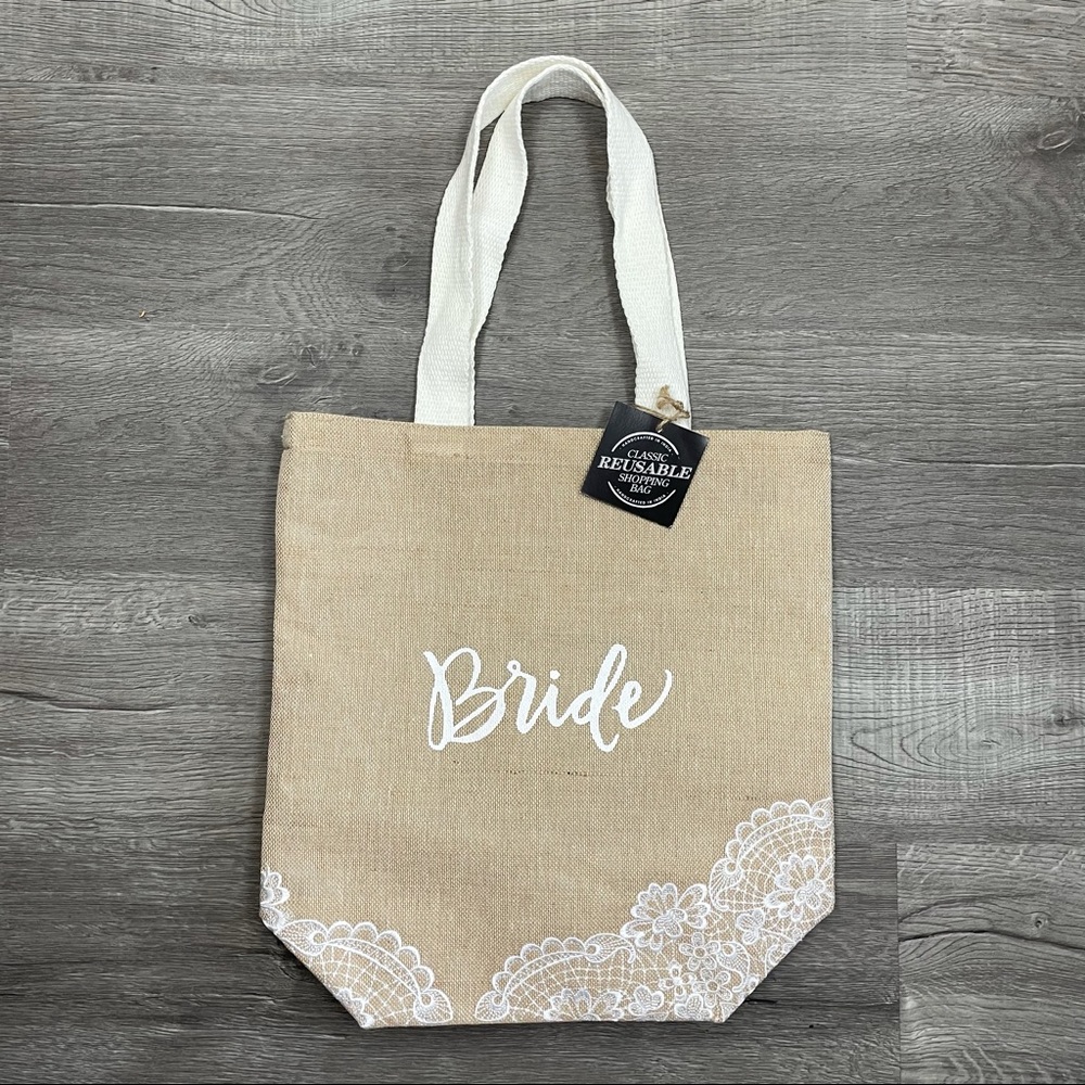 COPY - Bridal Bag "Bride" Jute Embroidered Tote Beige NWT